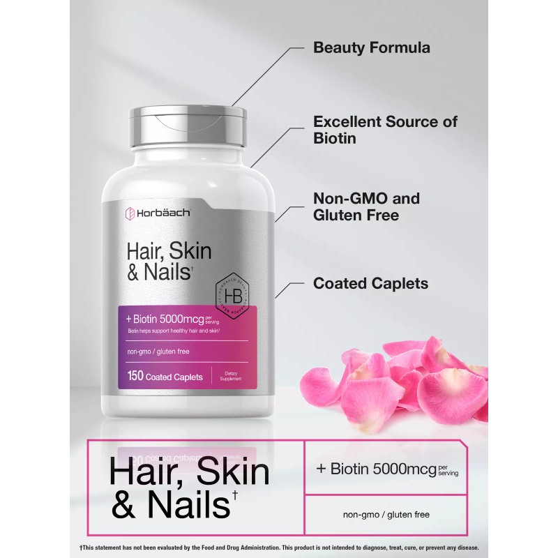 Horbäach Hair Skin & Nails Vitamins | 150 Caplets |