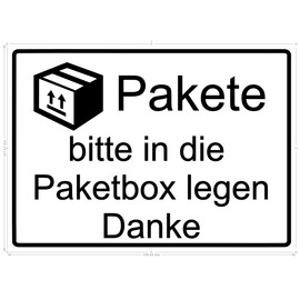 Parcel Box Sticker – Please Place Parcels in the Package Box – Sticks to All Surfaces Approx. 15 x 10 cm