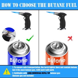 Blow Torch, Professional Kitchen Cooking Torch with Safety Lock Adjustable Flame Refillable Blow Triple Torch Lighter for BBQ, Baking, Crafts and Soldering(Gas Not Included) (Triple flame, Black)