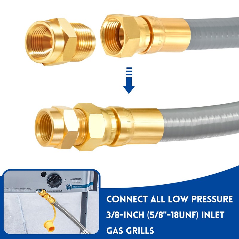 GasSaf 6 FT 1/2" ID Natural Gas Grill Hose with