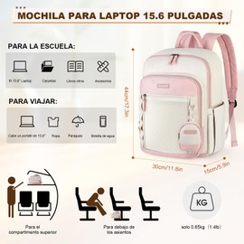 Mochilas para Mujer Impermeable Mochila para Laptop de 15.6 para Mujeres Ligera Mochila para Viajes, Universidad, Negocios, Trabajo, Rosa