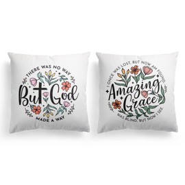 FGFK Floral Christian Pillow Covers 18x18 Set of 2, Inspirational Bible Verse Design, Perfect Christian Gifts for Women Girls, Elegant Floral Patterns, Durable Fabric