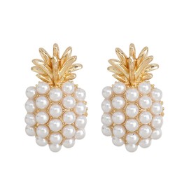 Pineapple Fruit Earrings, Pearl Pineapple Dangle Earrings for Women, Bohemian Beaded Pineapple Statement Earrings Pineapple Boho Jewelry, Tropical Fruits Pineapple Drop Earrings