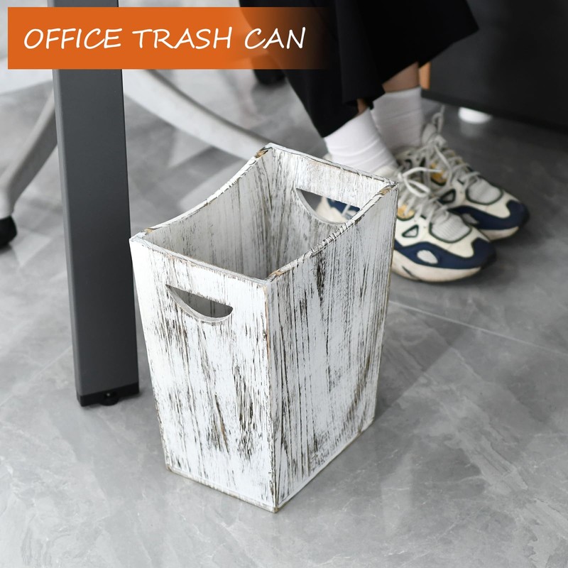 Ismosm Rustic Wooden Trash Can Set, 2-Pack, Small and Large