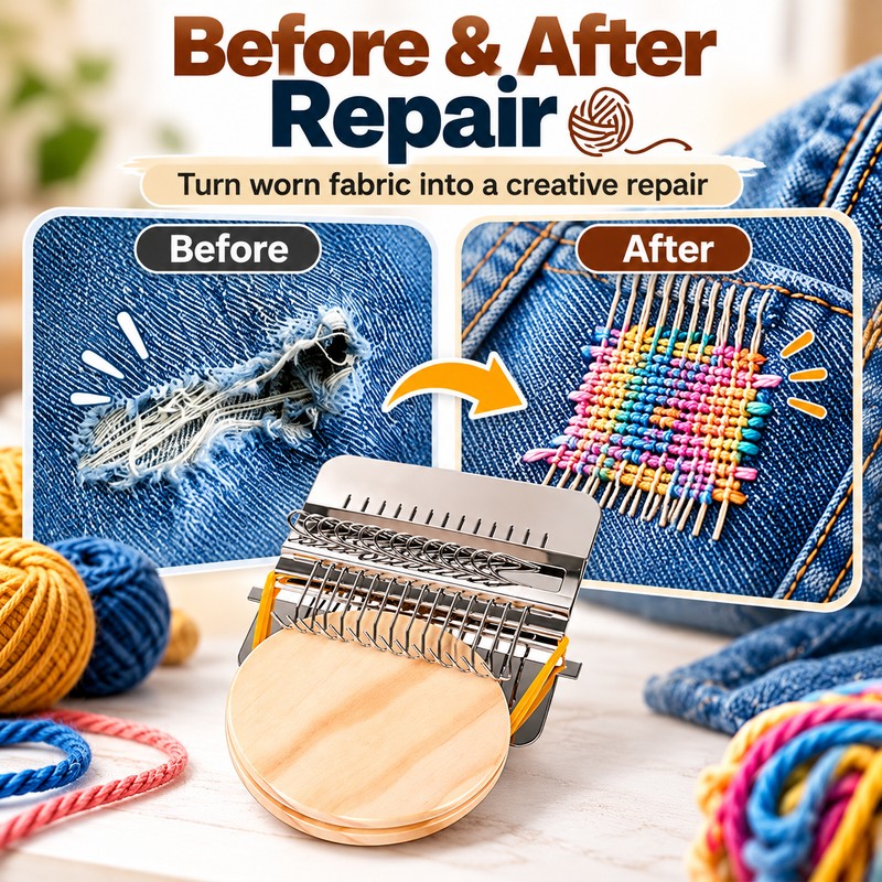 14 / 28-Hook Mini Darning Loom Kit for Clothing Repair