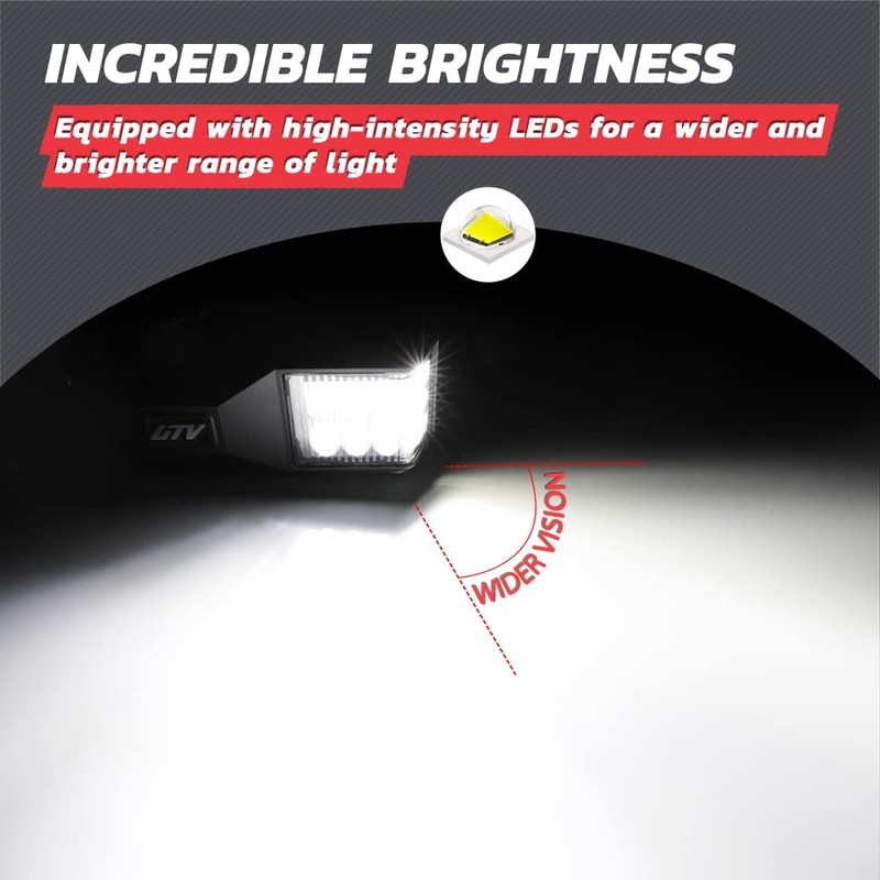 UTV Side View Mirrors, Lumimotor Ranger Side Mirrors Aluminum w/LED