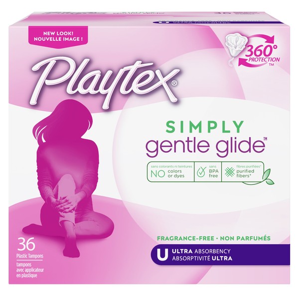 Playtex Simply Gentle Glide Tampons, Ultra Absorbency, Fragrance-Free - 36ct