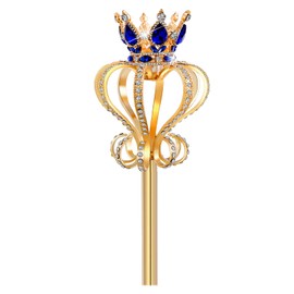 BuLuBuLu Costume Wands Queen King Scepter Rhinestone Fairy Princess Wand Role Play Props for Party Wedding Valentines Day Dress-up Costume (Blue)