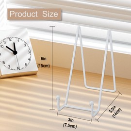 12pcs Plate Stand for Display, 6 Inch Metal Plate Holder Easel Display Stand Tabletop Picture Stand, Book Display Stand Photo Frame Holder Stands for Decorative Plate Dish Tabletop Art Postcard(White)