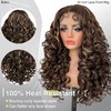 SOKU Long Curly Lace Front Wig for Black Women Highlight