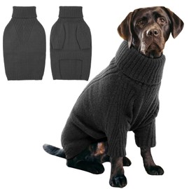 IECOii XL Dog Sweater,Fall Doggy Clothes for Extra Large Dogs Girl Boy,Warm Pullover Xmas Doggie Costume Clothes,Solid Color Pet Winter Apparel for Pitbull,Labrador Retriever(Grey,XLarge)