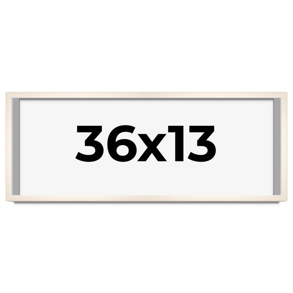 CountryArtHouse 36x13 Frame White Wash Solid Wood Picture Frame |
