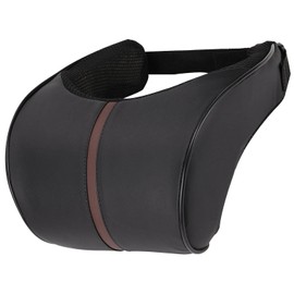 Riloer Adjustable Car Headrest Pillow, PU Leather Memory Foam Neck Cushion for Driving Home Office, Car Seat Headrest Neck Rest Cushion Ergonomic Car Neck Pillow, Solid Black