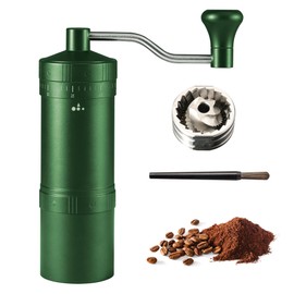 Manual Coffee Grinder, External Adjustable 0-35 Scale, CNC Stainless Steel Burr, 20g Max Capacity, Aluminum Alloy Housing, Double Bearing, Portable (Green, 5 Star)