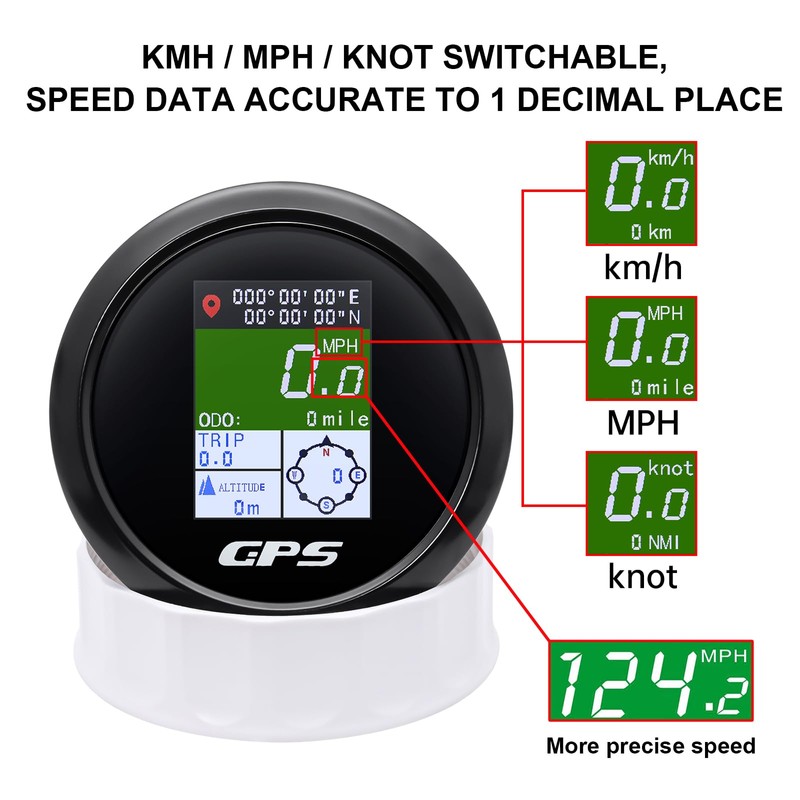 MAIMEIMI GPS Speedometer 85mm 3-3/8" Digital Boat GPS Speedometer Gauge