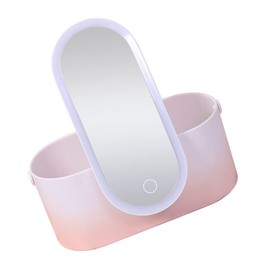 PACKOVE Portable LED Makeup Mirror Organizer Compact Cosmetic Storage Box with High Definition Mirror Premium Abs Material for Home Office Women