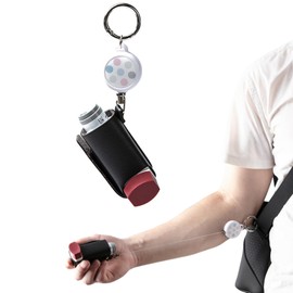 JFGLORIX Asthma Inhaler Holder Keychain Retractable Clip PU Leather Portable Travel Handy Holder for Kids and Adults, Inhaler Not Included (black)