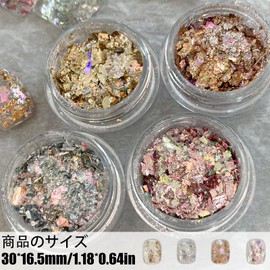 Glitter 4 Colors Glitter Nail Parts Glitter Glitter Powder Aurora Nail Hologram Sequins Gel Nail Art Resin Enclosed Decoration Parts (Multicolored D)