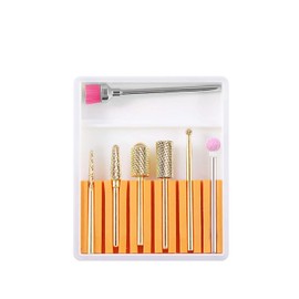 Nail Drill Bits Set, 7 Pieces Tungsten Steel Alloy Nail Drill Bits 3/32 Inch Shank Electric Nail Files Kit for Manicure and Pedicure Home Use
