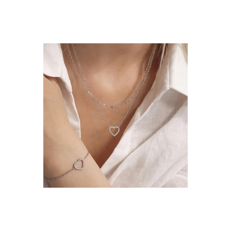 Collar Dije Corazón Plata Pareja Novia Aniversario Mujer