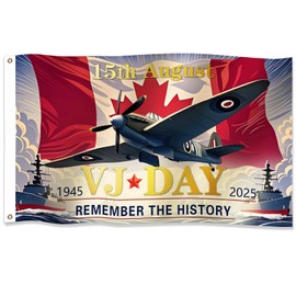 VJ Day 80th Anniversary Flag 2025, 5ft x 3ft D-Day Flags For Memorabilia Celebration Decoration 1945 2025, Victory in Japan Day WW2 Banner for Indoor Outdoor Party Decorations