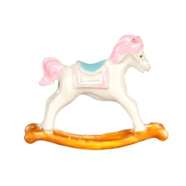 Town Square Miniatures Dolls House Small Rocking Horse Ornament Pink Tail & Mane Nursery Toy Accessory