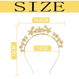 Trsnzul Star Headband 1 Set Star Rhinestone Hair Hoop Headband Gold Women's Glitter Golden Headband Glitter Hair Accessories Stars Rhinestone Hair Band Stars Headband for Birthday Party Wedding