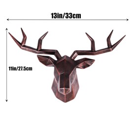 XYQXYQ Copper Deer Head Wall Decor, Faux Resin Animal Head Sculpture, Gold Accent Stag Wall Art, Modern Antler Wall Hanging, Decorative Deer Head for Living Room, Bedroom, or Office (Copper)