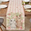 Easter Table Runner - Bunny Rabbit Floral Leaves Spring Table