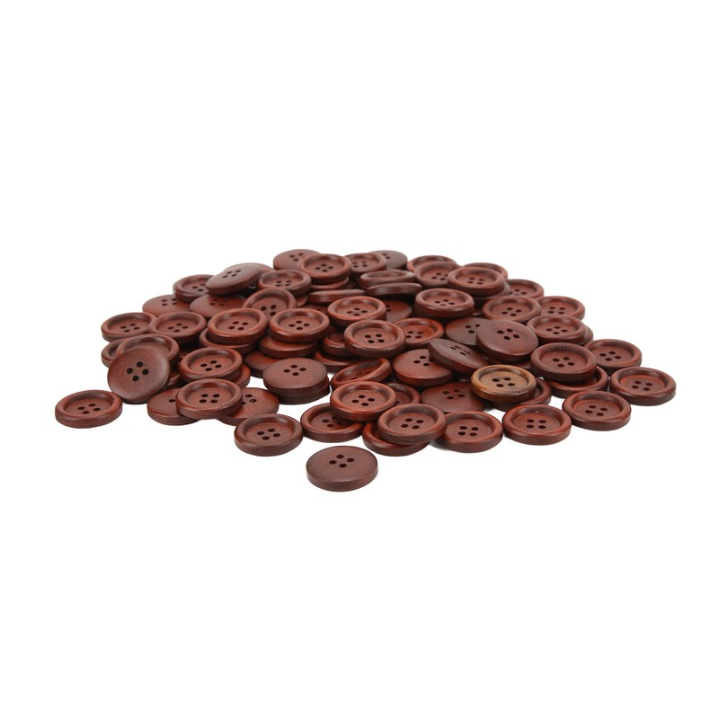 100Pcs Wooden Button 20mm 4 Holes Delicate Cute Waterproof Clothing