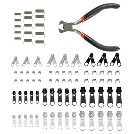 FOROREH Pack of 85 zip kit, metal zip with installation pliers for jackets, bags, tents, luggage, sleeping bag, suitcase