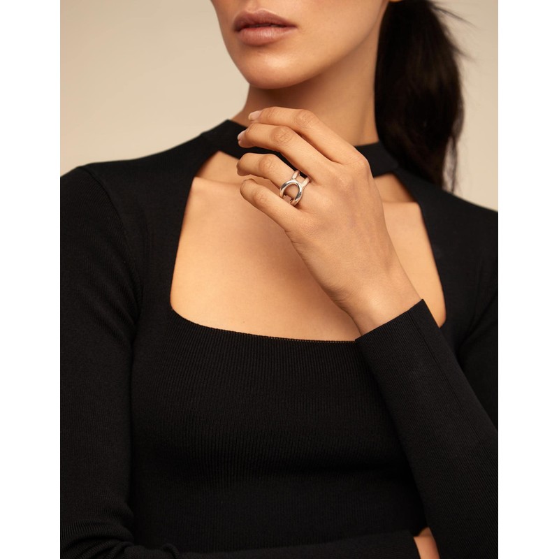 UNOde50 Shortcut Ring, Sterling Silver Plated Alloy, Not applicable.