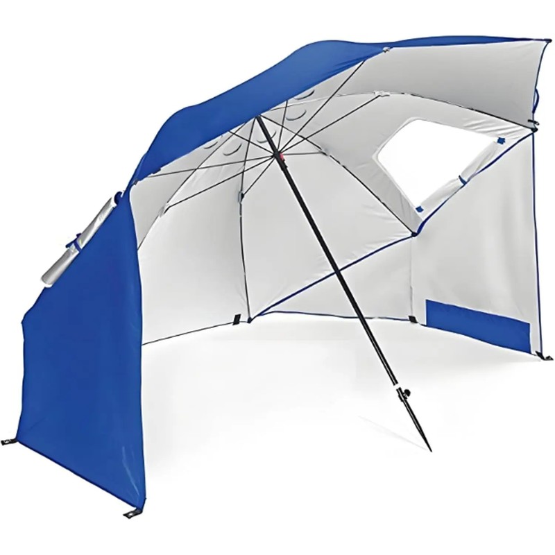 UPF 50+ Beach Umbrella with Sand Anchor, 94 Inch Windproof