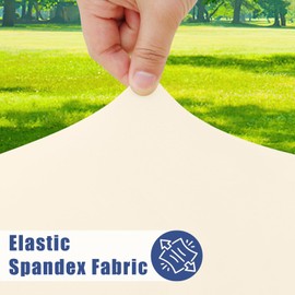 Moosfor - Mantel redondo de elastano, elástico ajustable e impermeable para mesas de 31 a 35 pulgadas, funda de mesa de picnic elástica lavable para camping, comedor, interior y exterior, color beige