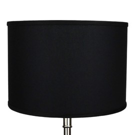 FenchelShades.com 16" Top Diameter x 16" Bottom Diameter 11" Height Cylinder Drum Lampshade USA Made (Linen Black)