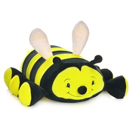 MEMORY MATES Buzz The Bumble Bee Memory Foam Pillow Plush with Kid's Diary That Stores in Belly Pocket, 15” Stuffed Animal, 6" Journal