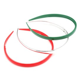 Set of 3 Alice Bands Red Silver & Green Christmas Hair Accessories by Zest