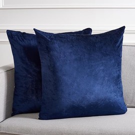 SAFAVIEH Home Collection Davina Navy Viscose 22-inch Square Set of 2 with Insert Pillow, 22" x 22"