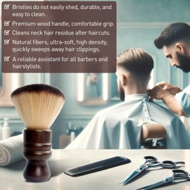 Large Neck Duster Soft Nylon Hair Barber Brush with Wooden Handle Face Cleaning Hairbrush for Haircuts and Styling Kits