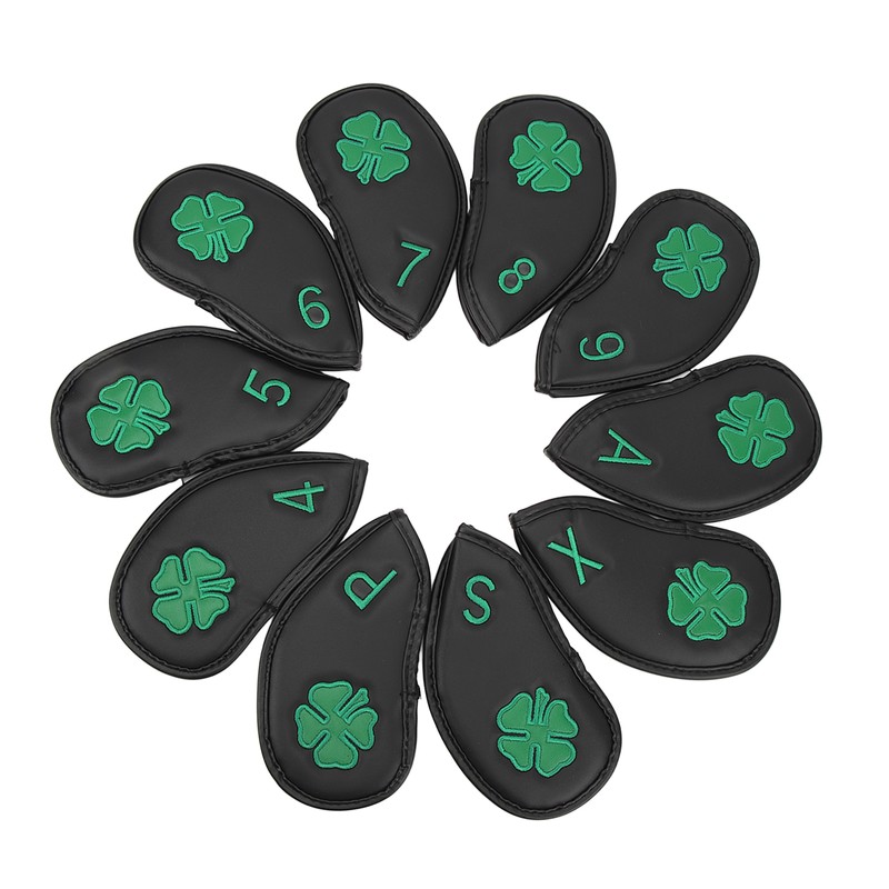10 PCS Golf Club Head Covers Four Leaf Clover Pattern