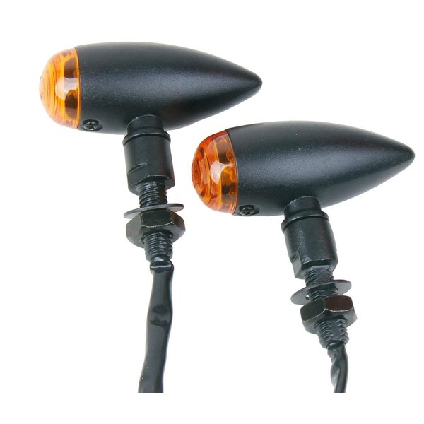 MotorToGo Black Bullet Motorcycle LED Turn Signal Indicators Blinkers with