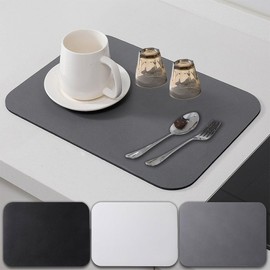 YonTens Diatomaceous Earth Drying Mat, Dishes, Quick Drying, Water Absorbent, Anti-Slip, Antibacterial, Fashion, Simple, Wiping Mat for Kitchen and Bathroom (Dark Gray)