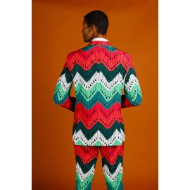 Shinesty Mens Christmas Blazer Dapper Doily Quilted Print Size 48