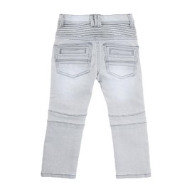 X RAY Baby Boy's Toddler Jeans, Elastic Waist Inside Ripped Biker Moto Distressed Denim Colored Pants, Grey biker