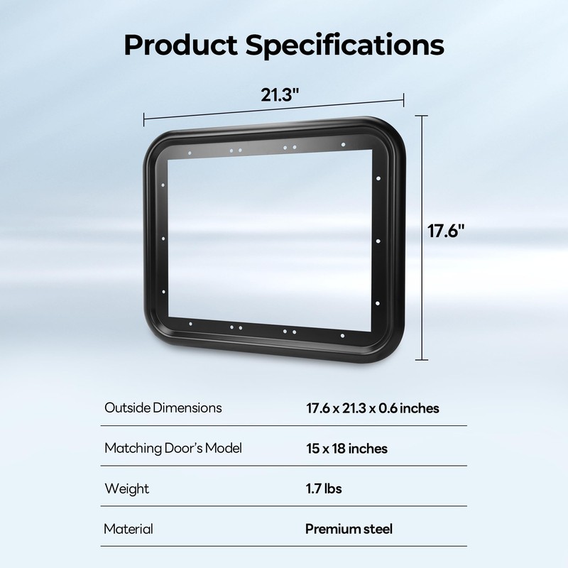 FOGATTI RV Water Heater Door Trim Ring - 15″*18″, Black