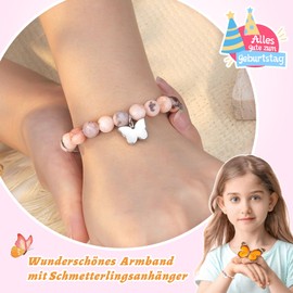 Aunis 8th/9th/10th Birthday Gifts for Girls Butterfly Natural Stone Bracelets with Quote Card
