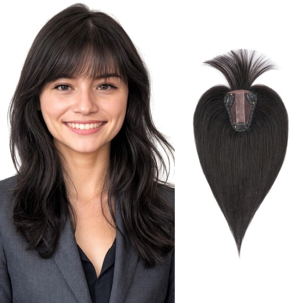 Real Human Hair Topper for Women Clip In Bangs Handmade