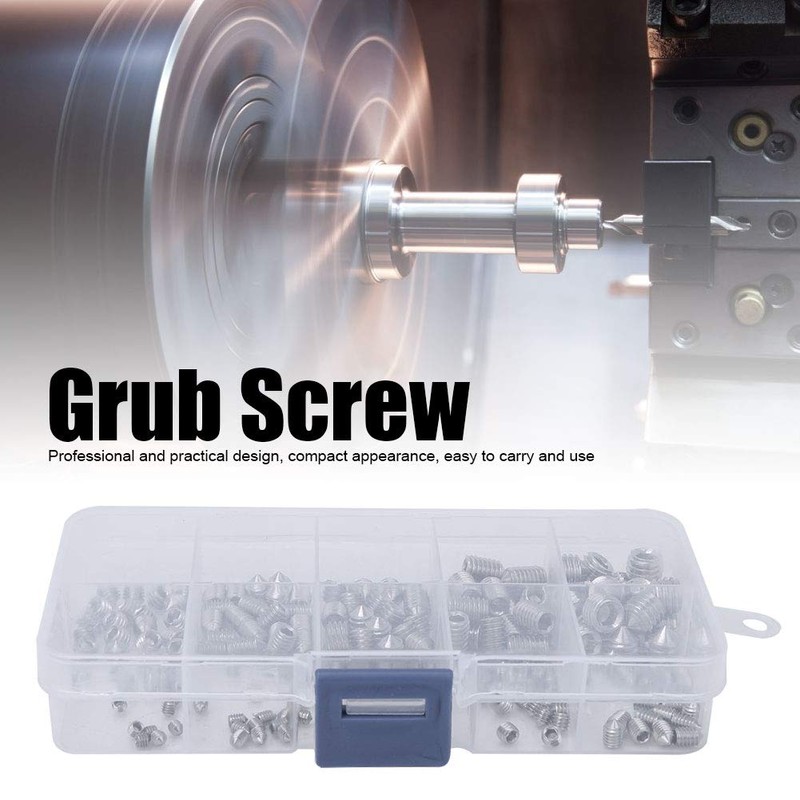 200Pcs Cone Point Grub Screw Kit M3/M4/M5/M6/M8 Stainless Steel Metric