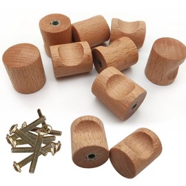 Zasvec Furniture Knobs, Pack of 12 Cabinet Handles, Wooden Drawer Knobs, Dresser Knobs, Furniture Handles, Matt, 20 x 24 mm, Drawer Handles, Cabinet Knobs with Screws for Cabinets and Drawers