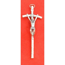 Pope John Paul II Signature Pewter Pastoral Wall Cross, 4", Made in Italy
